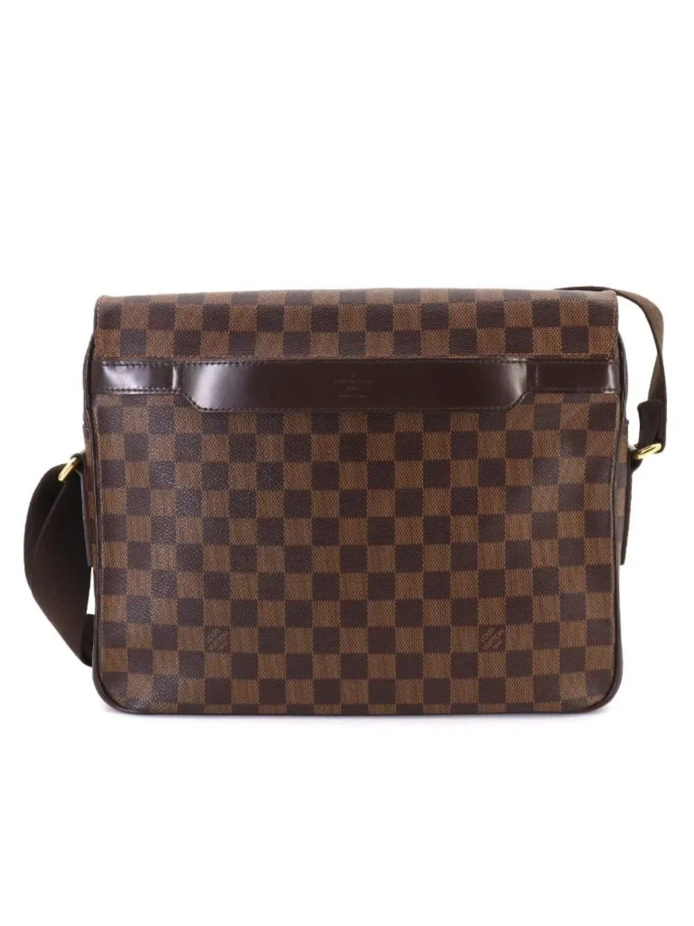 Louis Vuitton Damier Shelton MM Shoulder Bag Ebene Brown Gold